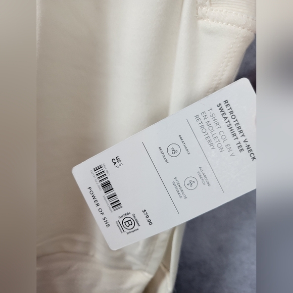 ATHLETA Retroterry V-Neck Sweatshirt Tee Sweater Vest Ivory Cream Size Sp - Picture 6 of 11